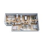 Floor plan for 3 beds, 2 baths, 1040 sqft